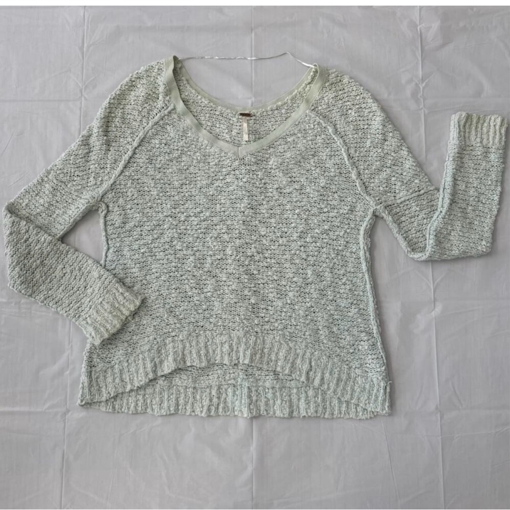 Free People Boucle Songbird Mint Green knit Sweater size small - Picture 3 of 5
